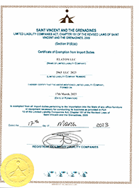 ELATOM LLC Duty Exemption Certificate
